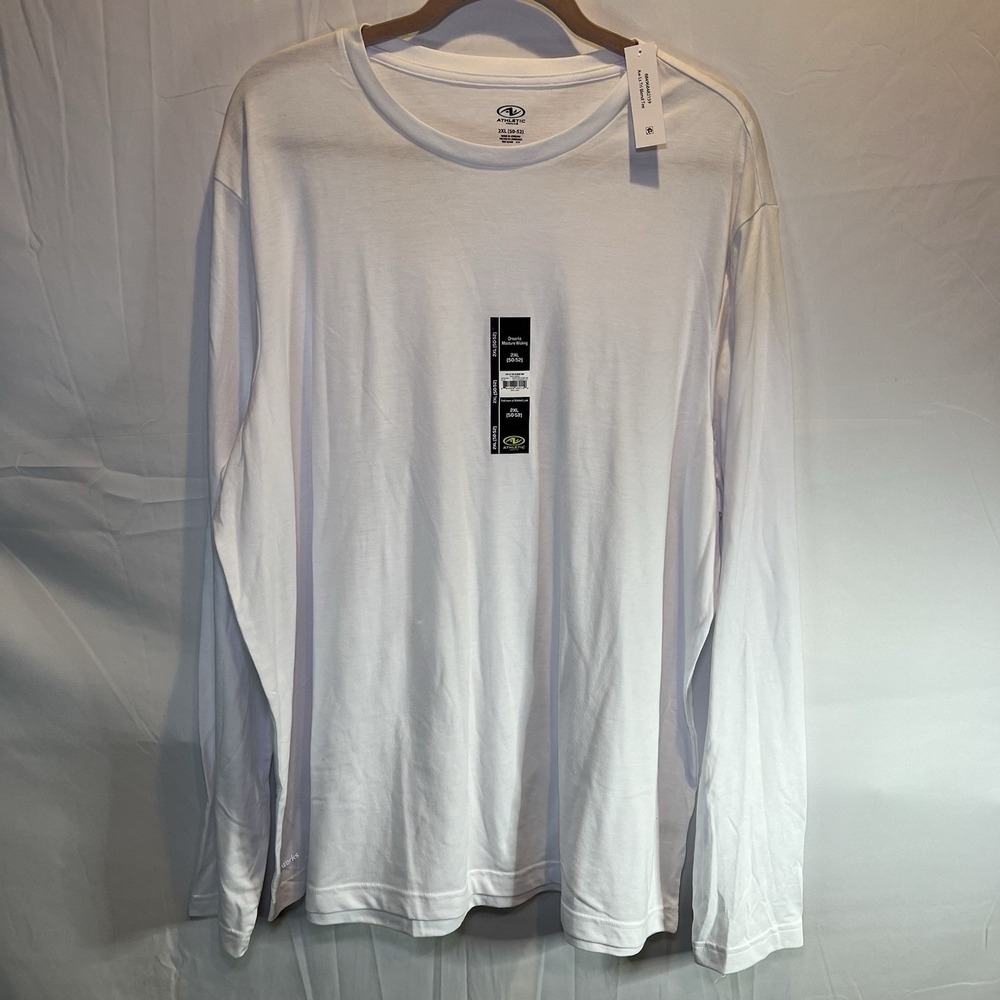 New Athletic Works Men T Shirt Size 2XL 50 52 White Long Sleeve‎